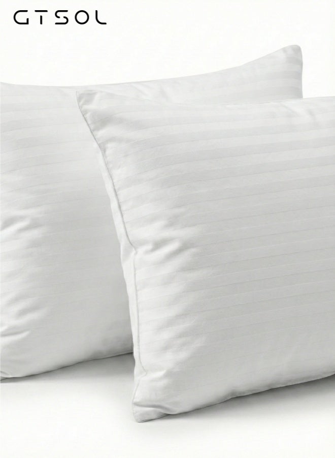 GTSOL Set of 2 Hotel-Style Sleeping Pillows – Soft Fluffy Microfiber, Hypoallergenic, Stripe Design, Back & Neck Support - Image 1